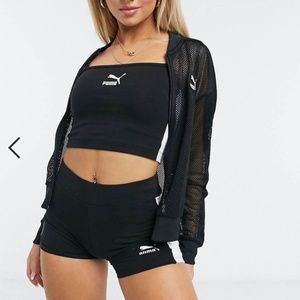 Puma mesh bomber jacket in black